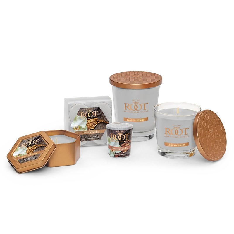 Root Candles شموع روت المعطرة شموع شمع العسل فيريغلاس مصنوعة يدويًا من مزيج شمع النحل، كبيرة، توباكوا فانيلا - Image 2